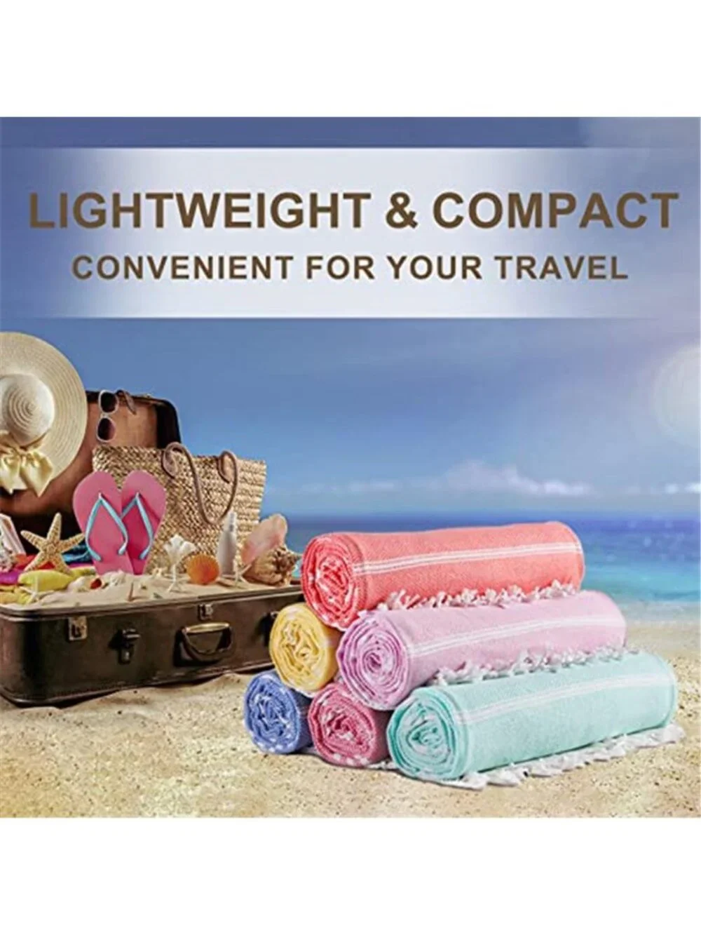 Oversized Turkish Beach Towel Sand Free Quick Dry Travel XL Aqua 72x36